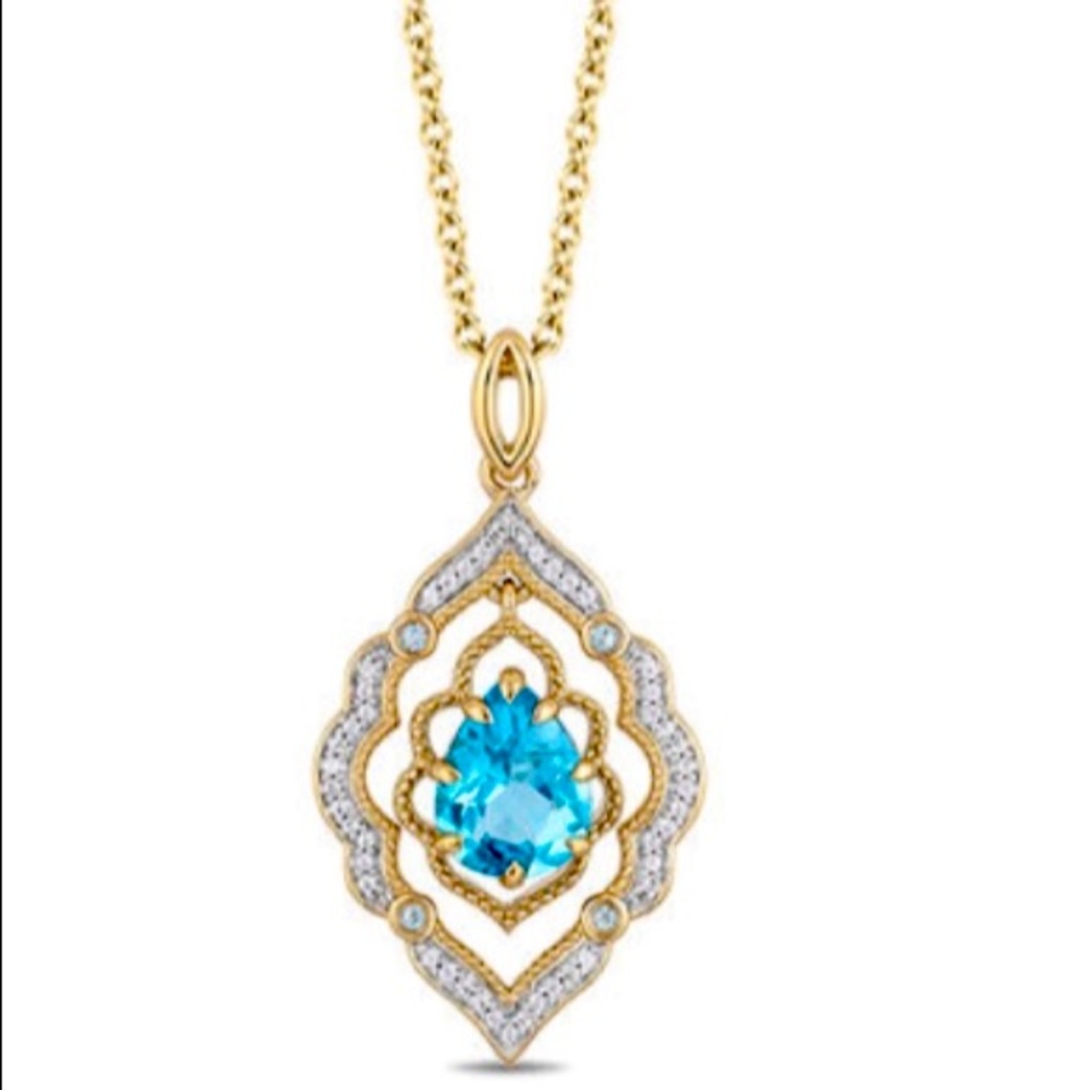 Disney Aladdin Topaz 10K Gold Pendant.